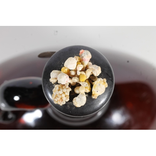 236 - German 19thC brown glass bottle with attached silver Whisky decanter label, H21cm.