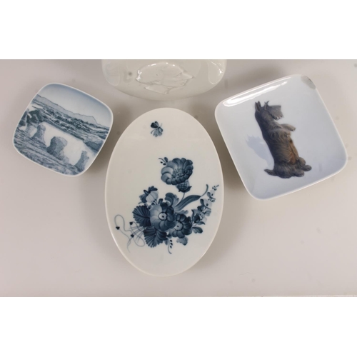237 - Royal Copenhagen flask, two small dishes and a Bing and Grondahl dish (4)