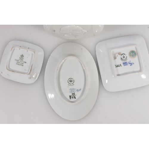 237 - Royal Copenhagen flask, two small dishes and a Bing and Grondahl dish (4)