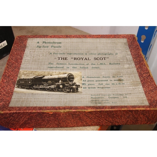 261 - EFE model tankards and a Royal Scots jigsaw.