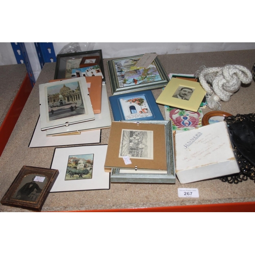 267 - Miniature ceramic pictures, ambrotype victorian picture, etc.