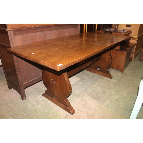 693 - Oak refectory table, 183cm wide x 78cm tall.