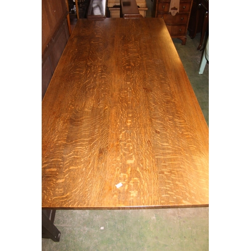 693 - Oak refectory table, 183cm wide x 78cm tall.