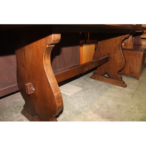 693 - Oak refectory table, 183cm wide x 78cm tall.