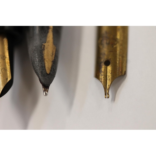 230 - Vintage enamel bowling and other badges, Parker Pens and a 'Unique' marbled fountain pen (qty)