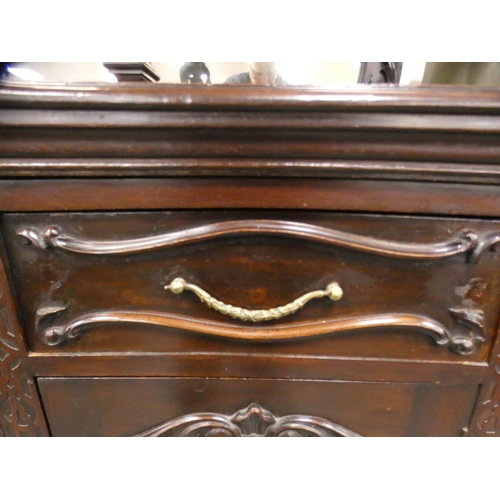 611 - Irish-style mahogany mirror-back sideboard,  251cm high, 185cm wide and 56.5cm deep.