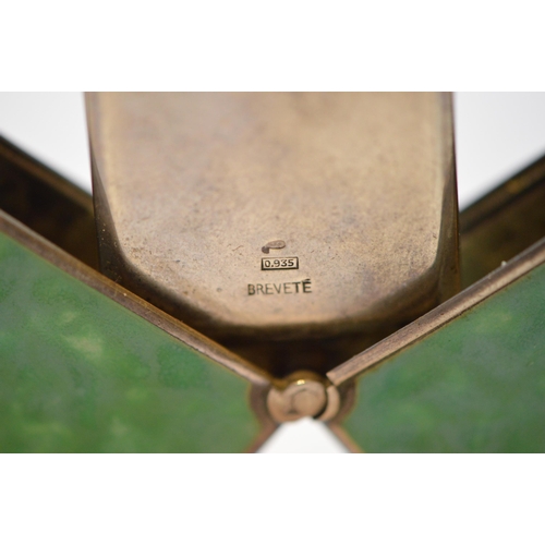 176 - Art Deco silver-cased pocket travel clock by Mersmann, stamped '0.935 Breveté' to reverse, square di... 