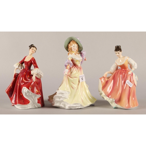 12 - Three Royal Doulton figures; Katie HN3360, Fair Lady HN28365 and another (3)