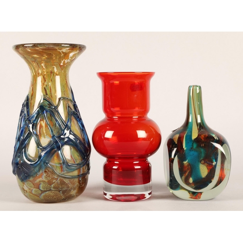 220 - Three Art glass vases, tallest 23cm