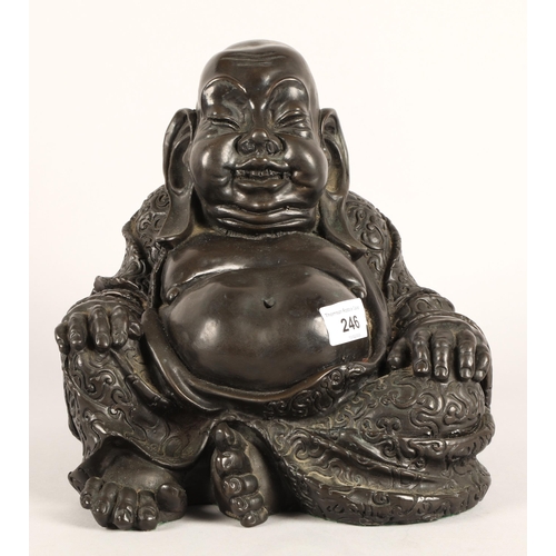 246 - Bronzed resin buddha. 23cm