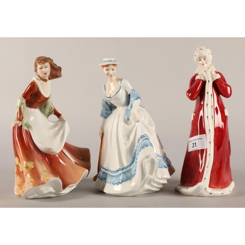 31 - Three Royal Doulton Figures, Autumntime HN3731, Wintertime HN3060 and Summertime HN3127