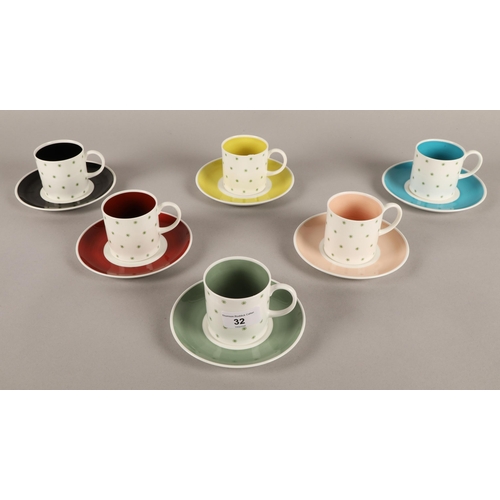 32 - Susie Cooper polka dot pattern coffee set.