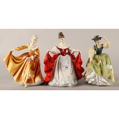 34 - Three Royal Doulton figures, Sara HN2265, Kirsty HN2381 and another (3)