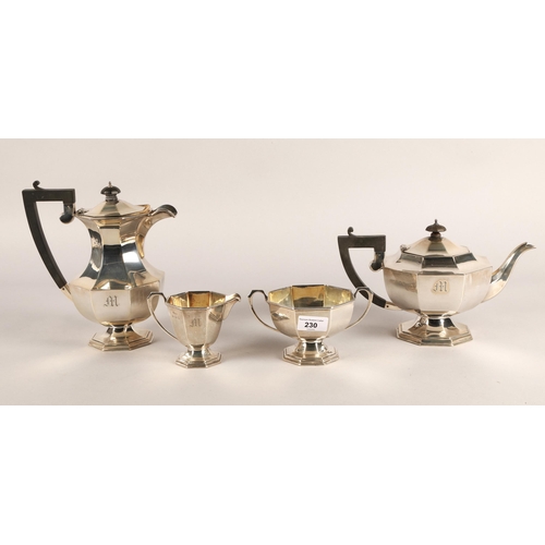 230 - Four piece silver tea set, Birmingham 1932, gross weight 1562g