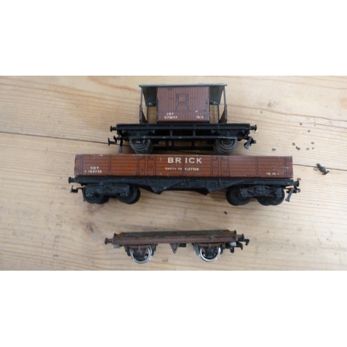 14 - Three boxes containing assorted rolling stock, track etc.