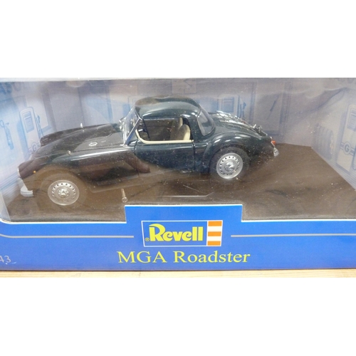 15 - Four boxed Revell diecast model to include 08447 MGA Roadster, two 08443 MGA Roadsters, and 08802 Au... 