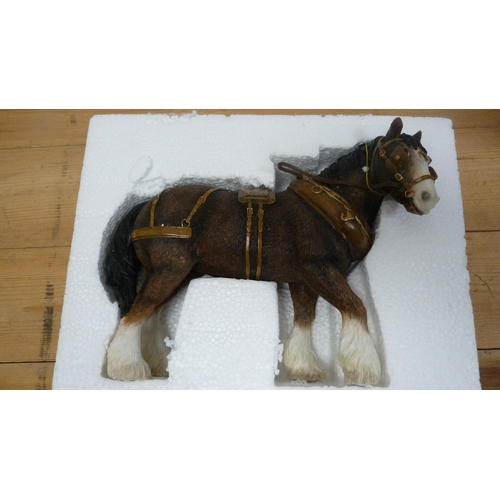 19 - Three boxed Leonardo Collection models to include two shire horses and a Border collie.  (3)