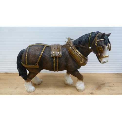 19 - Three boxed Leonardo Collection models to include two shire horses and a Border collie.  (3)