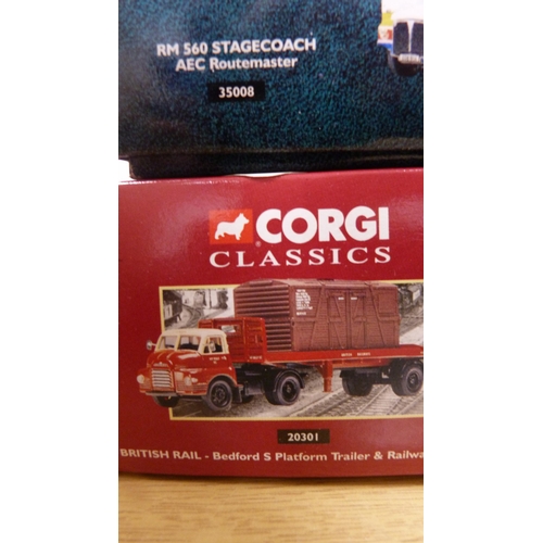 2 - Carton containing boxed Corgi diecast models to include Thames Trader drop-side truck, Morris 1000 v... 