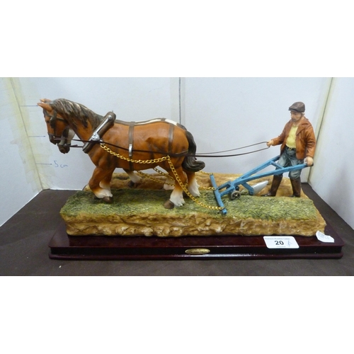 20 - Juliana Collection model of a farmer ploughing, two limited edition Franklin Mint John Wayne figures... 