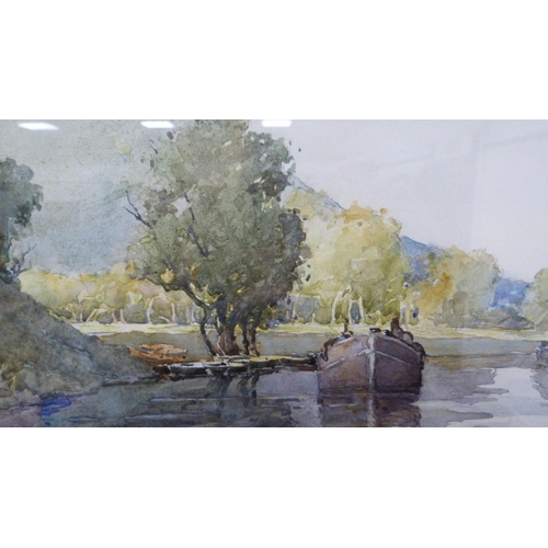 22 - SA HardingCastle and lake sceneWatercolour.