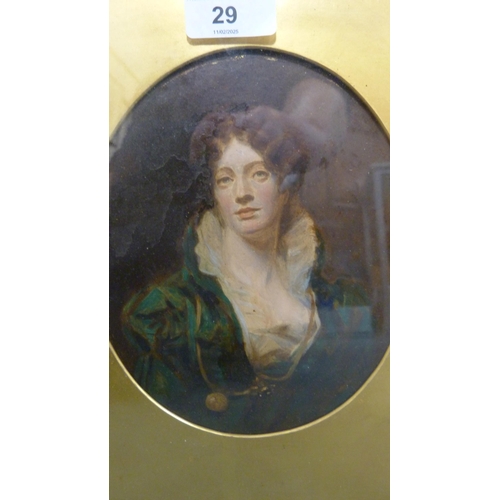 29 - After Sir Henry RaeburnPortrait of Mrs James Smith of JordanhillOverpainted lithograph in a gesso fr... 