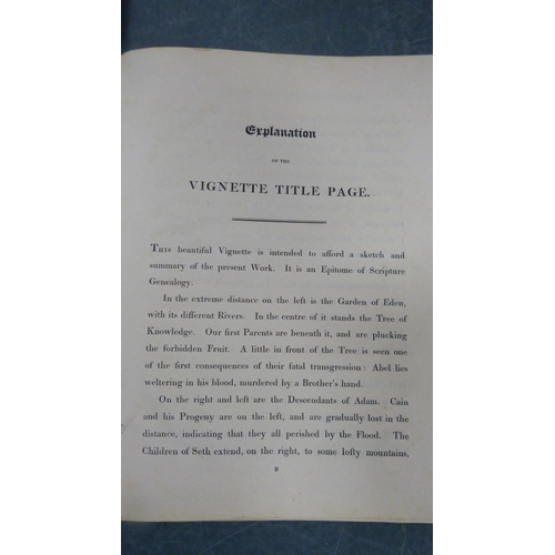 30 - Scripture Genealogy from Adam to Christ, printed for Samuel Lee, Strand, London, and an art book rel... 