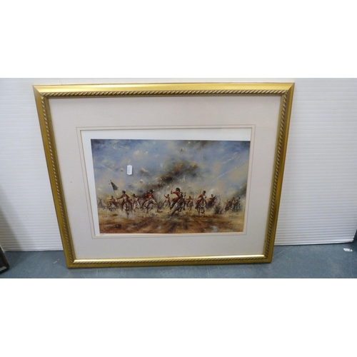 37 - After the OriginalMilitary sceneFramed and glazed, and another military-related print by David Cartw... 