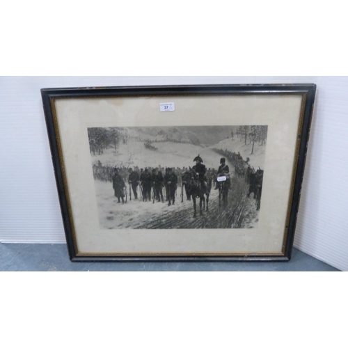 37 - After the OriginalMilitary sceneFramed and glazed, and another military-related print by David Cartw... 