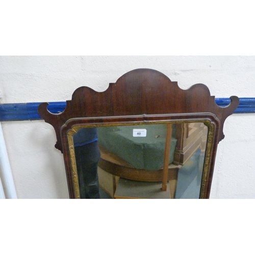 40 - Regency mahogany and gilt scroll wall mirror (a/f).