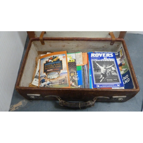 43 - Vintage suitcase containing a collection of football programmes, mainly Scottish, c. 1970s/80s.