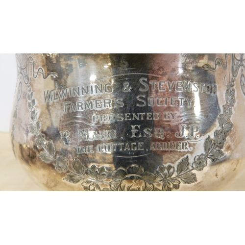 45 - EP and plated ware to include engraved rose bowl 'Kilwinning & Stevenston Farmers Society', and ... 