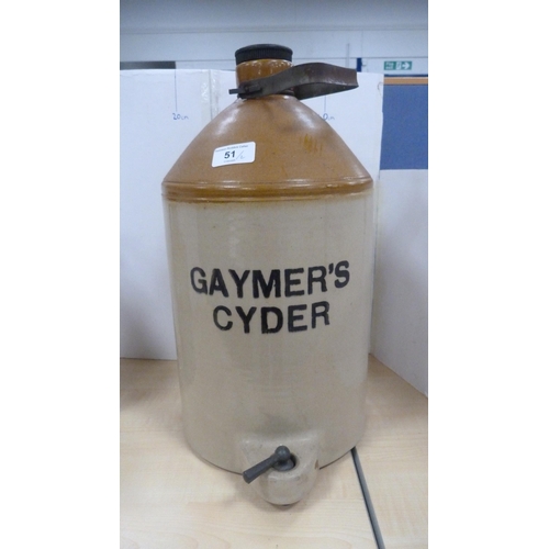 51 - Gaymer's Cyder flagon with dispenser and a smaller flagon for Barnet & Gillingham ginger beer 19... 