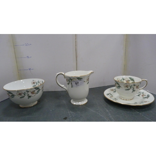 57 - Crown Staffordshire bone china floral decorated twelve-place tea set.