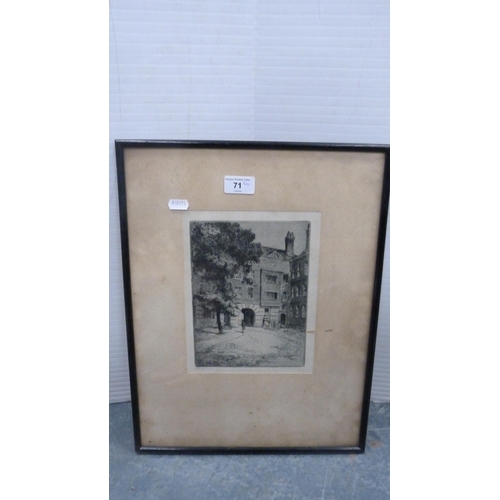 71 - Group of antique and other prints and photographs, printed scroll picture of Northwind etc.