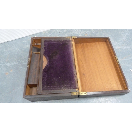 74 - Victorian rosewood and mother of pearl writing slope and a Victorian rosewood and mother of pearl bo... 