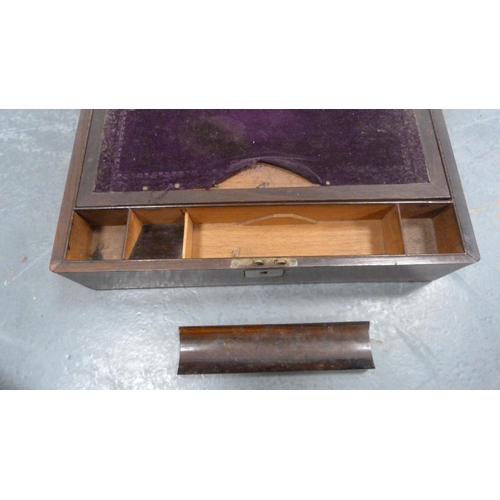 74 - Victorian rosewood and mother of pearl writing slope and a Victorian rosewood and mother of pearl bo... 