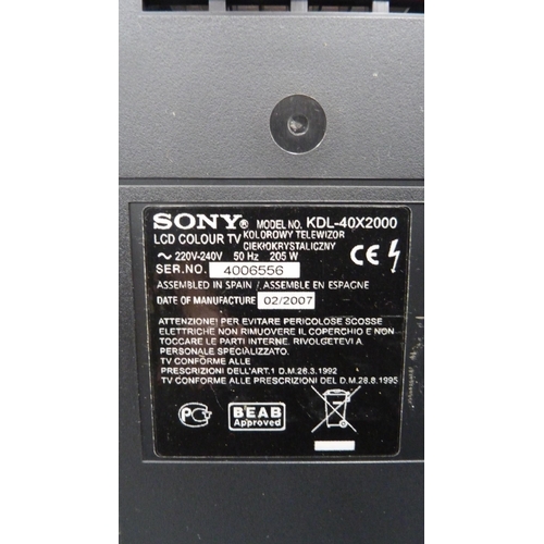 77 - Sony television and remote control.