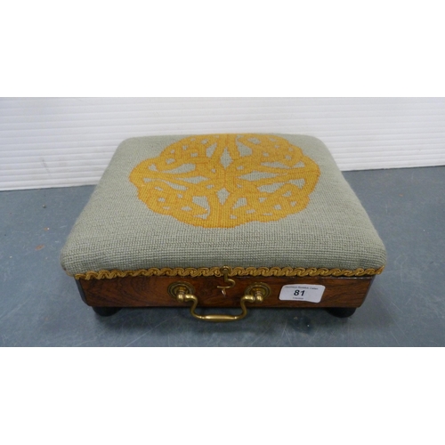 81 - Victorian rosewood stool with Celtic knotwork embroidery.