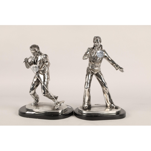 348 - Two chromed Leonardo Collection Elvis Presley sculptures (2)