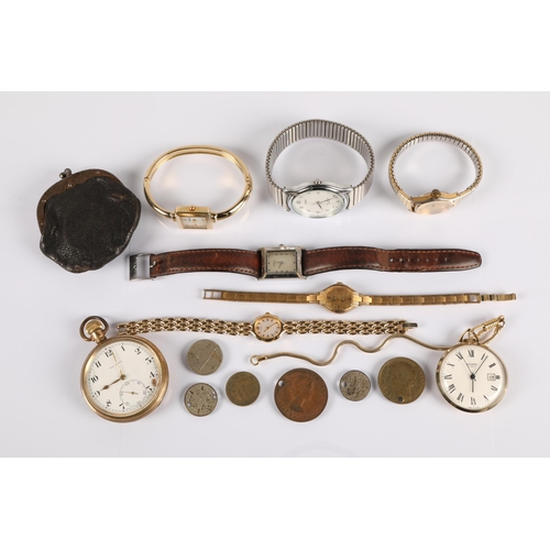 91 - Assorted watches, some coins