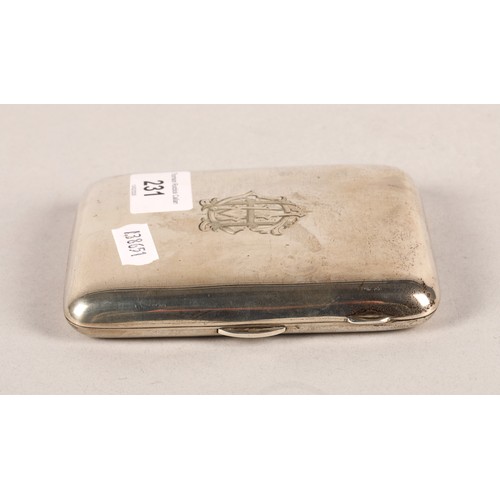 231 - Silver cigar case, Chester 1913, 205g