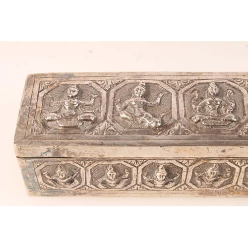 509 - White metal eastern box with repousse decoration.