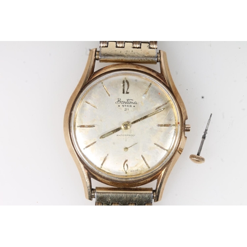 537 - 9ct gold Bentima star gents wristwatch.