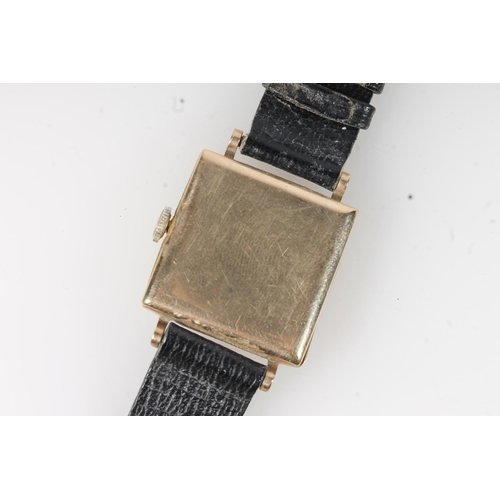 540 - 9ct gold cased ladies square faced wristwatch, JW Benson of London.