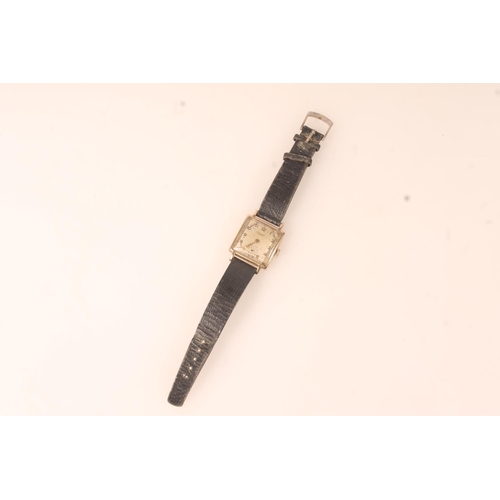 540 - 9ct gold cased ladies square faced wristwatch, JW Benson of London.