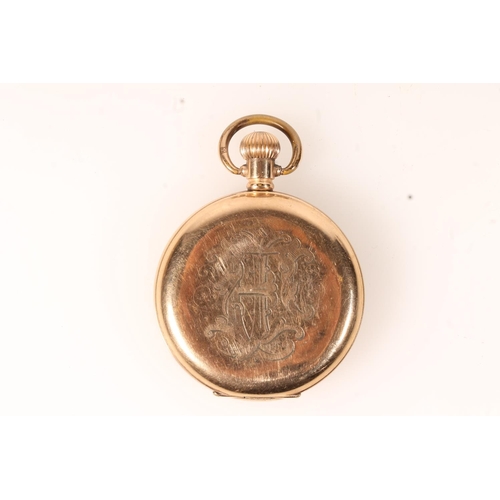 543 - Gold plated hunter pocket watch.