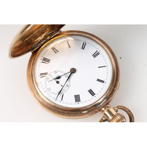 543 - Gold plated hunter pocket watch.