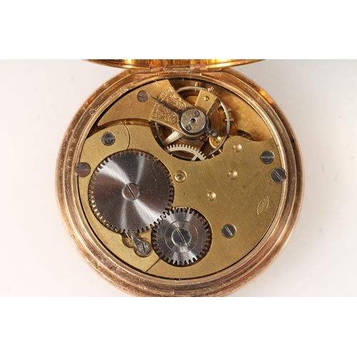 543 - Gold plated hunter pocket watch.