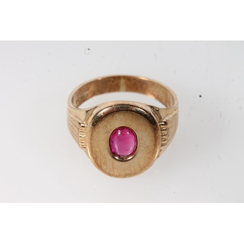 548 - 9ct gold pink stone set dress ring, 10.1g.